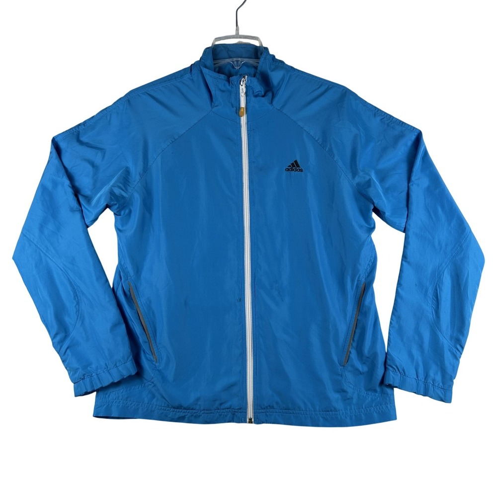 Vintage Adidas Jacket Womens Large Windbreaker Mesh Lined Full Zip 3 Stripes Y2K